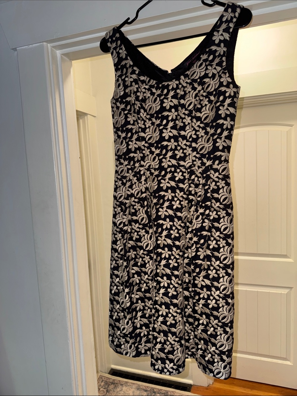 Betsey Johnson Black Dress with White Floral Embroidery